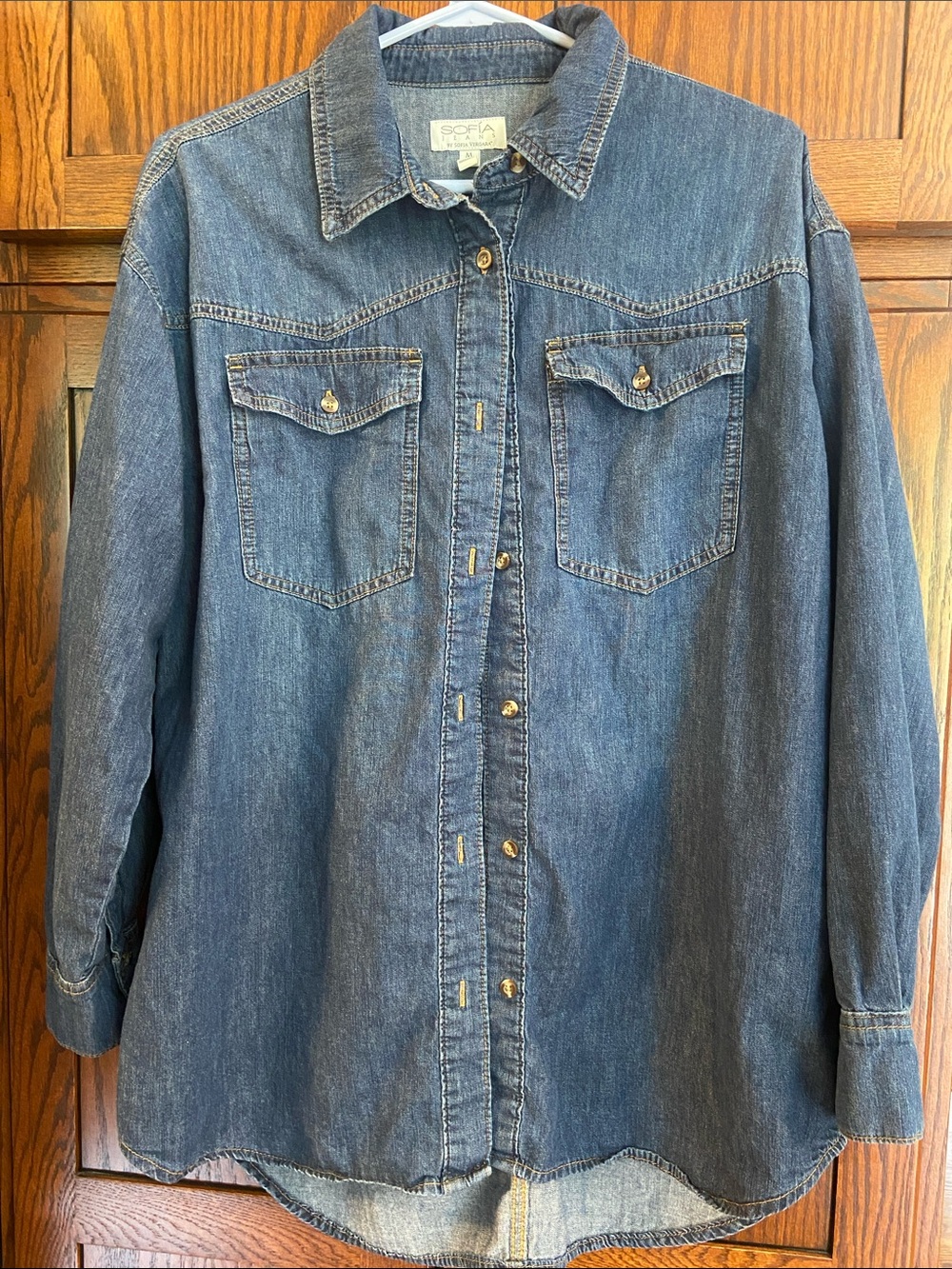 Sofia by Sofia Vergara Blue Denim Jeans Jacket Label Detail 💯 cotton Medium